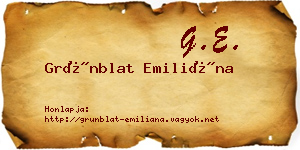 Grünblat Emiliána névjegykártya